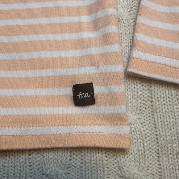 Tea Collection Long Sleeve Henley Top sz 12-18 months Peach stripe - Picture 5 of 5